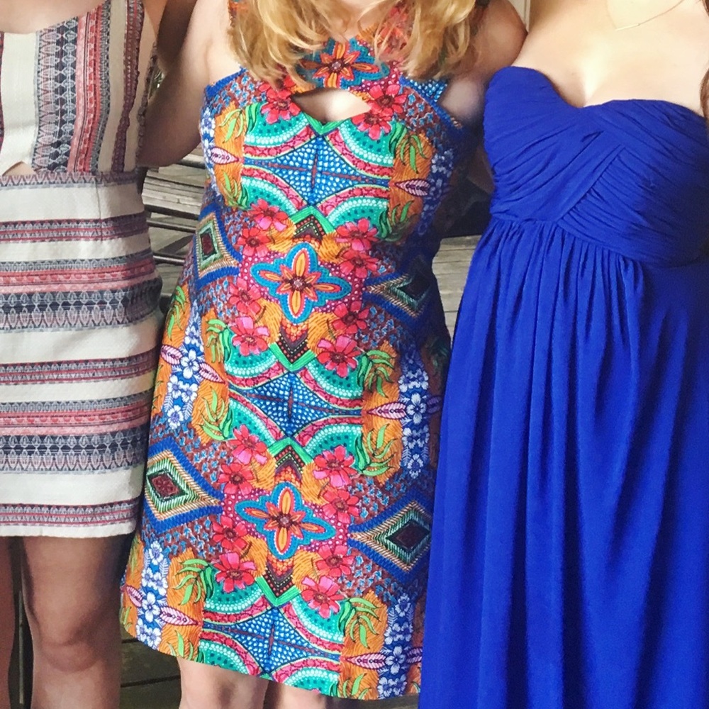 Taylor Multicolor Floral Cutout Sundress - Blue, Pink, Orange, Green